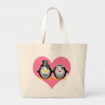 Wedding Penguins Tote Bags