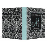 Wedding Photo Album Damask Blue Monogram Binders