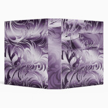 Wedding Photo Album Leaf Swirl Purple Silver 2 Vinyl Binders