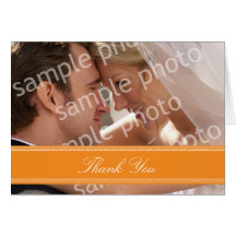 Wedding Photo Custom Thank You Card (orange)