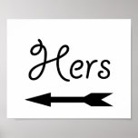 Wedding photo prop sign arrow "Hers" for the groom Print