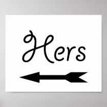 Wedding photo prop sign arrow "Hers" for the groom posters