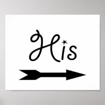 Wedding photo prop sign arrow "His" for the bride posters