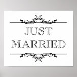 Wedding photo prop sign Just Married open scroll Poster