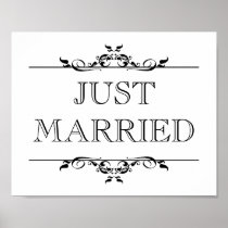 Wedding photo prop sign Just Married open scroll posters