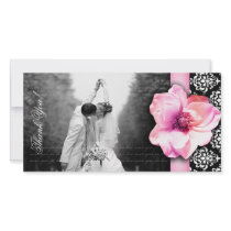 Wedding Photocard Rose Damask Pink Customized Photo Card