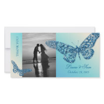 Wedding Photocard Thank You Butterfly Blue Picture Card