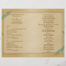 Wedding program aqua gold template (three) full color flyer