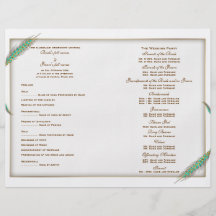 Wedding program aqua gold template (three) flyers