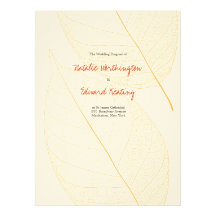 Wedding Program Autumn Fall Delicate Leaf Announcements