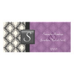 Wedding Program - Black White Damask Monogram Rack Card