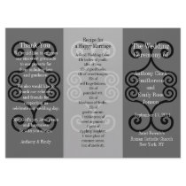 Wedding Program Brochure Black Curl Announcement