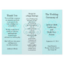 Wedding Program Brochure Blue Curl Custom Invitations
