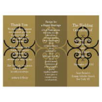 Wedding Program Brochure Gold Brown Curl Personalized Announcement
