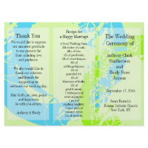 Wedding Program Brochure Green Blue Ring Personalized Announcements