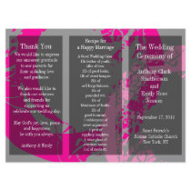 Wedding Program Brochure Pink Black Ring Personalized Invite