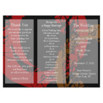 Wedding Program Brochure Red Brown Ring Invite