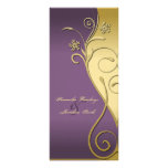 Wedding Program - Classy Purple & Gold Floral Personalized Rack Card