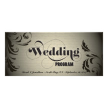Wedding Program Elegant Bold Glowing Swirl Script Rack Card