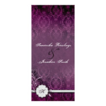 Wedding Program - Elegant Vintage Monogram Damask Customized Rack Card