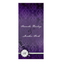 Wedding Program - Elegant Vintage Monogram Damask Custom Rack Card