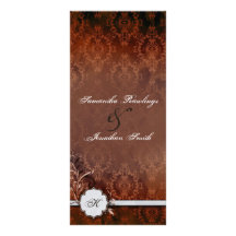 Wedding Program - Elegant Vintage Monogram Damask Full Color Rack Card