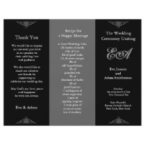 Wedding Program Folder Classic Dark Grey