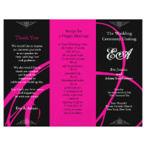 Wedding Program Folder Twirl Pink Black