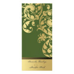 Wedding Program - Green & Gold Shimmer Floral Customized Rack Card