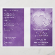 Wedding Program Modern Hearts Purple Flyers