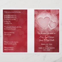 Wedding Program Modern Hearts Red Flyer