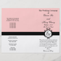 Wedding Program Pink Chic Monogrammed Custom Flyer