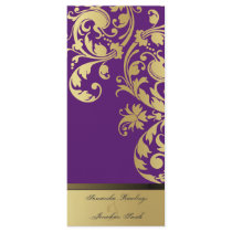 Wedding Program - Purple & Gold Shimmer Floral Rack Cards