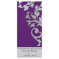 Wedding Program - Purple Silver Sparkle Swirl Rack Card