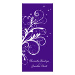 Wedding Program Purple White Floral Elegant Swirl Rack Cards