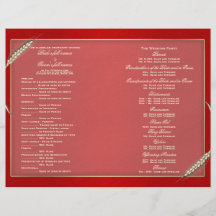 Wedding program red cream wheat personalized flyer
