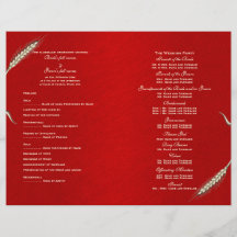 Wedding program template red (four) personalized flyer