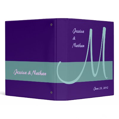 Wedding Purple Turquoise Planner Monogram Binder by JaclinArt