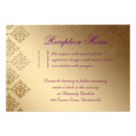 Wedding Reception Card Indian Damask Purple Gold Invite