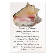 Wedding Reception Invitation Enclosure Seashell Business Card Templates