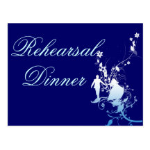 Wedding Rehearsal  Dinner Blue and White Post Cards