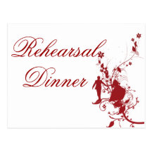Wedding Rehearsal  Dinner Red and White Post Cards