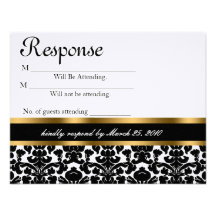 Wedding Reply Card Damask & Gold Personalized Invites