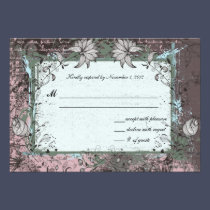 Wedding Response RSVP Card Big Floral Vintage invitations