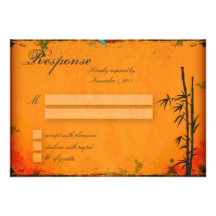 Wedding Response RSVP Card - Vintage Asian Bamboo Invites