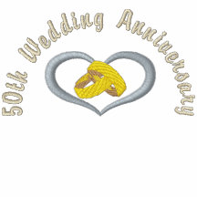 Wedding Rings Heart - 50th Anniversary Embroidered Polo Shirt