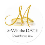 Wedding Rings Monogram Save the Date Stickers Gold