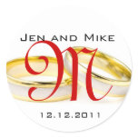 Wedding Rings Save the Date Monogram Stickers