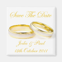 Wedding Rings Save The Date - Wedding Engagament Fridge Magnets
