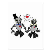 Wedding robots postcards
